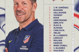 马竞主场对阵塞维利亚大名单：格列兹曼领衔，巴里奥斯缺席